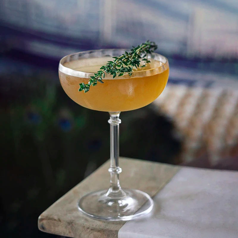 ribbed glass cocktail coupe handmade clear borosilicate stemware