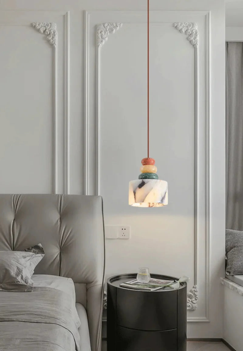 Luxury stone pendant lamp natural marble LED chandelier light