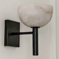Modern wall light with marbled glass shade black and gold ambient lighting fixture