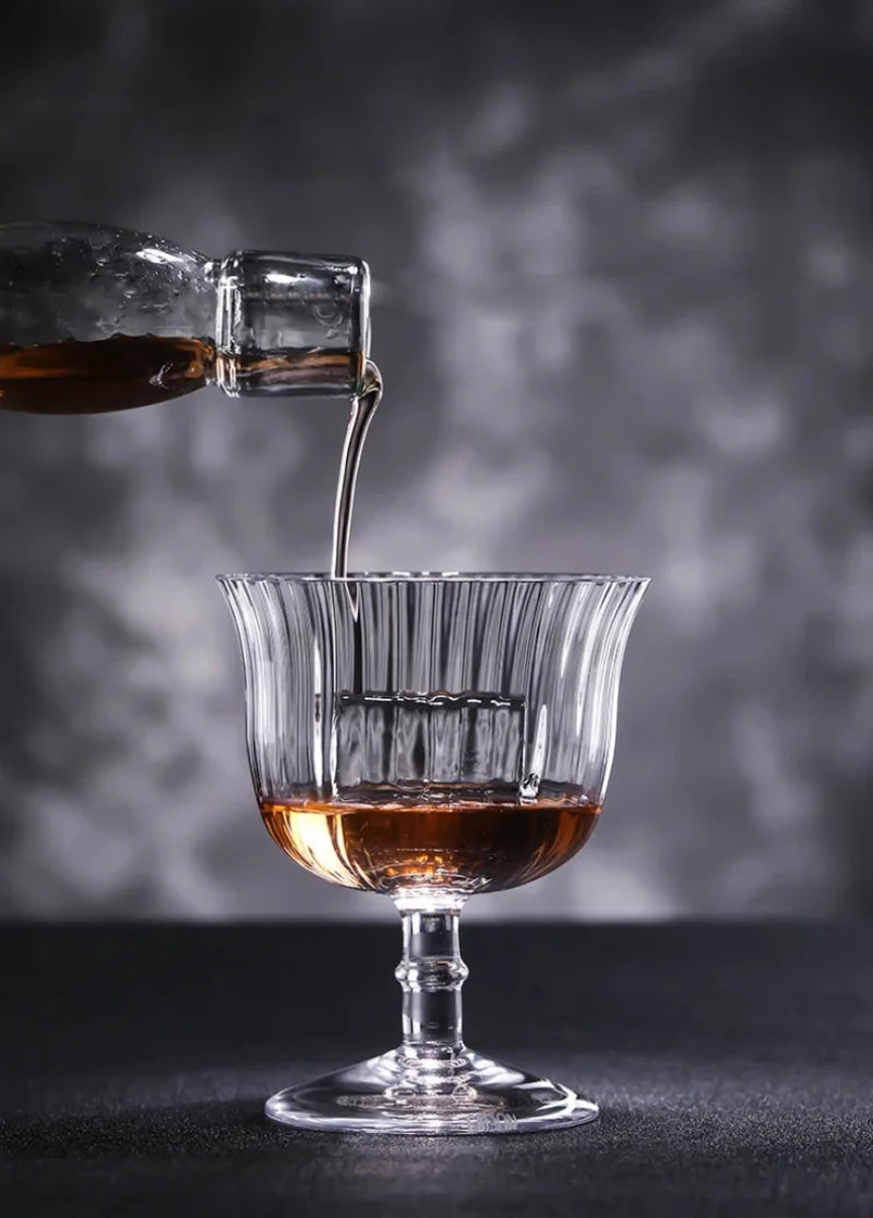 fluted crystal cocktail coupe glass elegant striped barware