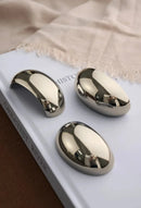 Mirror Gloss Nickel Silver Shell Shape Drawer Pulls 64mm Hole Spacing Modern Luxury Oval Cabinet Handles for Closet Dresser-Letifly Lights and Decor