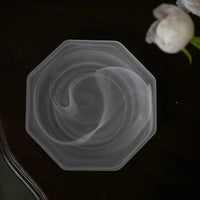 Octagonal glass serving plate clear frosted geometric modern fruit dessert platter minimalist tableware