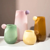The Pop Vase Collection Candy Style Colorful Glass Vase Hydroponics Flower Pot Desk Decoration Flower Arrangement Floral Vases Room Aesthetic Decor