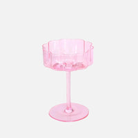 Wave Rim Glass Collection Colorful crystal glasses with wavy petal rim modern cocktail and wine glass 