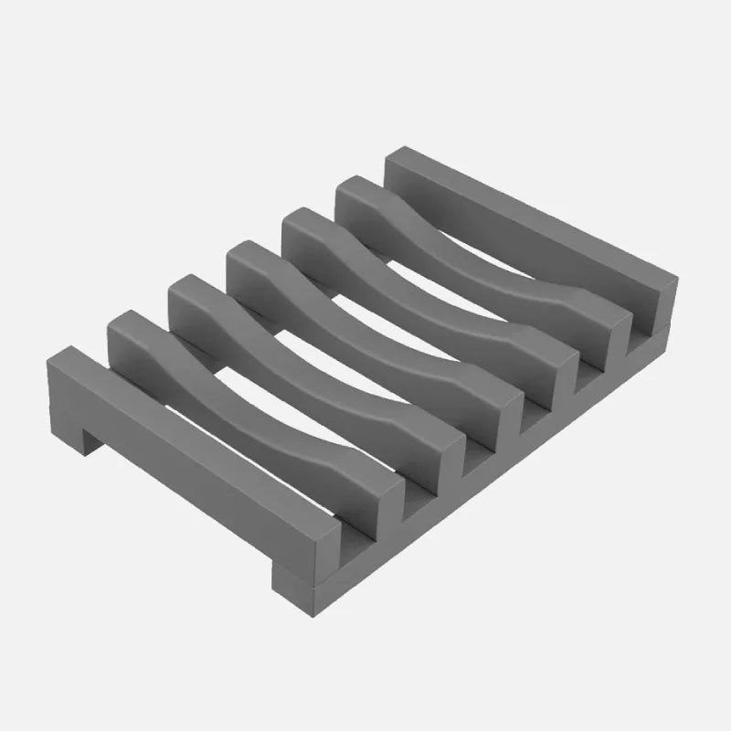 Flexible silicone soap holder with wave drainage design for kitchen or bathroom soap saver storage