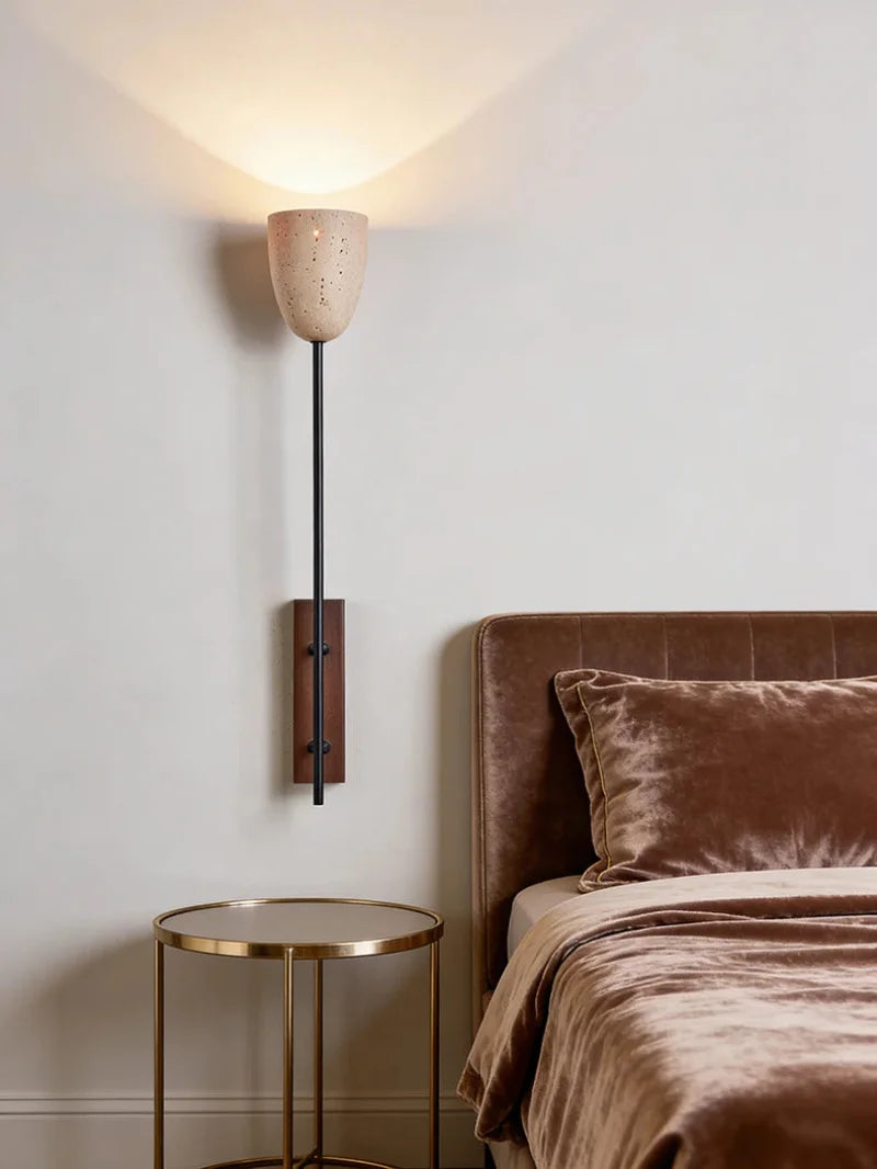 American Retro Style Wall Lamp Natural Stone E27 Bulb For Living Room Bedroom Hotel Wood Base Home Decor Sconce-Letifly Lights and Decor