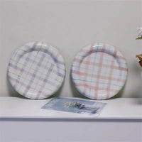 Gridline Ceramic Plates Glossy ceramic plates with thick rim in pink green blue purple modern tableware