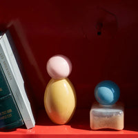 Pastel colored glass bud vase sealed lid sculptural aromatherapy flower diffuser container