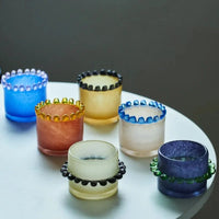 Colorful frosted glass vase ring design mini cylindrical bud vase for stems candles diffuser