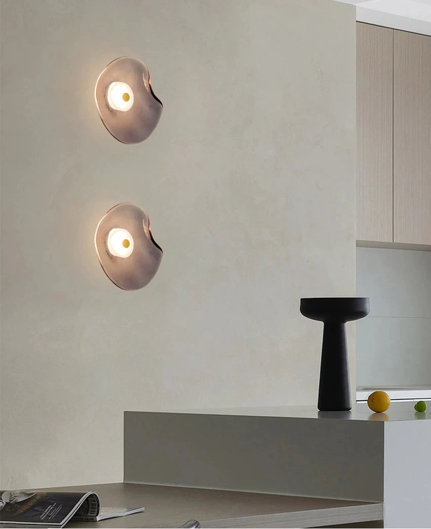 Halo Shade Sconce Japanese Retro Irregular Shape Glass Wall Lights Modern Nordic Bedroom Living Room Board Wall Lamp Entrance Lighting Home Decor LED