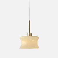 Retro glass pendant light French style ripple shape chrome accent cream white minimalist ceiling lamp bedroom dining room