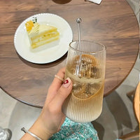 Fluted Clarity Tumbler Heat-resistant fluted glass tumbler with bamboo lid and glass straw