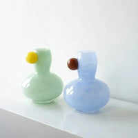 Glass vase with orb detail stained glass pastel colorful modern decor