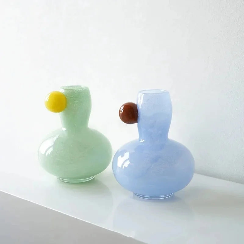 Glass vase with orb detail stained glass pastel colorful modern decor