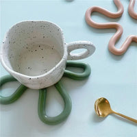 wave silicone heat resistant coaster non-slip pot holder modern kitchen mat