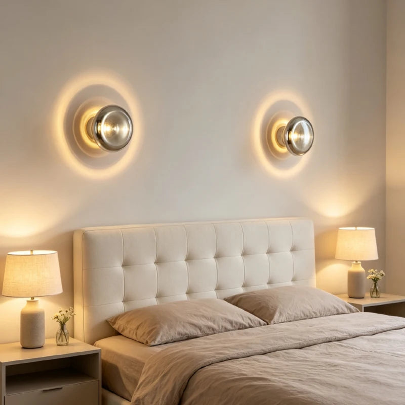 Modern Grey Glass LED Wall Lamp Gold Aluminium Mini Wall Light Fixtures For Indoor Stairs Bedside Parlor Atmosphere-Letifly Lights and Decor