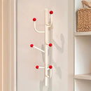 Wall-mounted coat rack with ball hooks, vertical organizer with 4 or 6 hooks