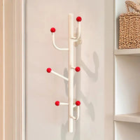 Wall-mounted coat rack with ball hooks, vertical organizer with 4 or 6 hooks