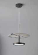 Stratum Marble Pendant Lamp Luxury Black Round Natural Stone Pendant Lamp High-end Bedroom Bedside LED Chandelier Living room Decoration Home Hanging Lights