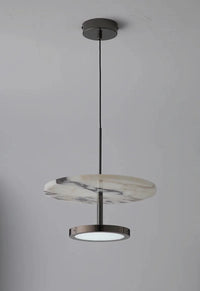 Stratum Marble Pendant Lamp Luxury Black Round Natural Stone Pendant Lamp High-end Bedroom Bedside LED Chandelier Living room Decoration Home Hanging Lights