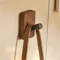 Wooden wall hook self-adhesive walnut key holder modern towel coat hanger