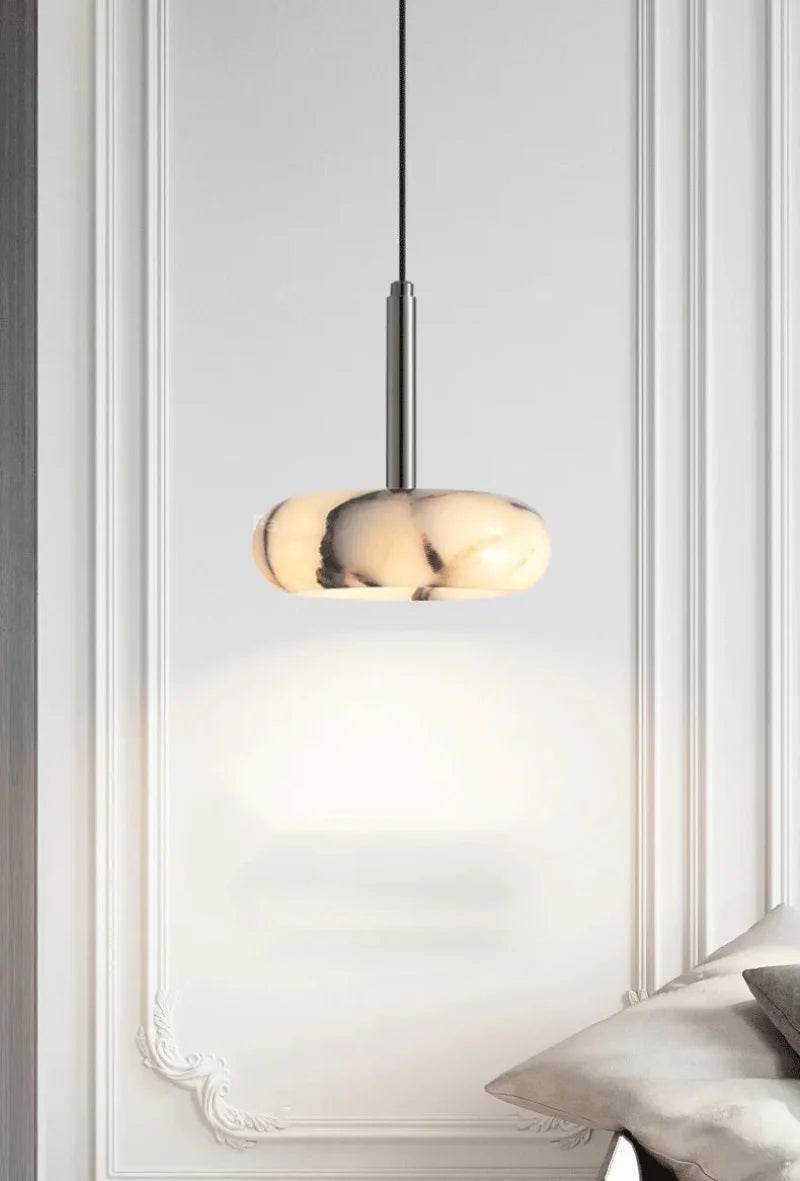 Eclipse Mini Pendant Lamp Luxury Black Round Natural Stone Pendant Lamp High-end Bedroom Bedside LED Chandelier Living room Decoration Home Hanging Lights