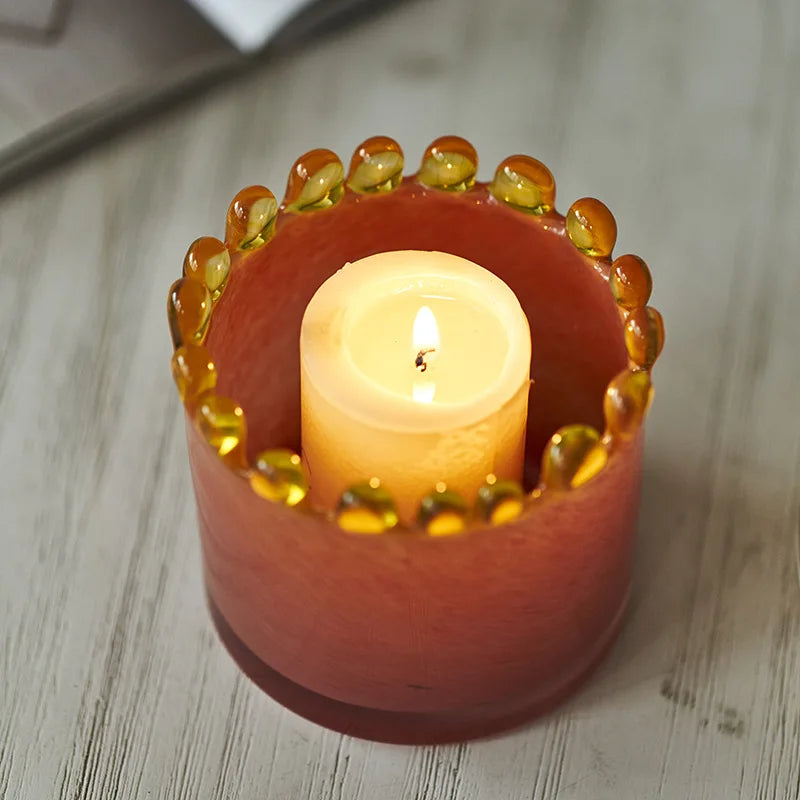 Colorful frosted glass vase ring design mini cylindrical bud vase for stems candles diffuser