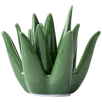 Nordic ceramic cactus aloe ring jewelry organizer, decorative green succulent earring storage dish for home study, office desk, and vanity decor