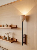 American Retro Style Wall Lamp Natural Stone E27 Bulb For Living Room Bedroom Hotel Wood Base Home Decor Sconce-Letifly Lights and Decor