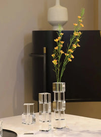 Glass block vase modern crystal geometric flower holder home décor
