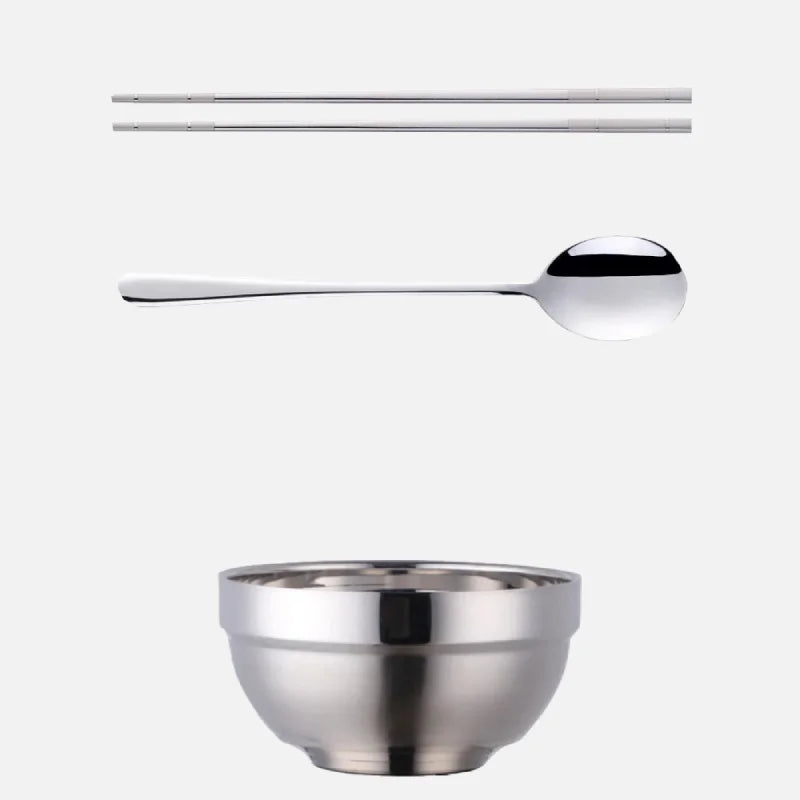 Small&Big Stainless Steel Chinese Rainbow Round Bowl Rice Soup Double Hot Insulation Container Noodle Bowl Kitchen Tableware-Letifly Lights and Decor