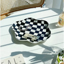 European Chessboard Ceramic Plate Black and White Checkered Irregular Tableware Dinner Plate Dinner Set Plates and Dishes-Letifly Lights and Decor