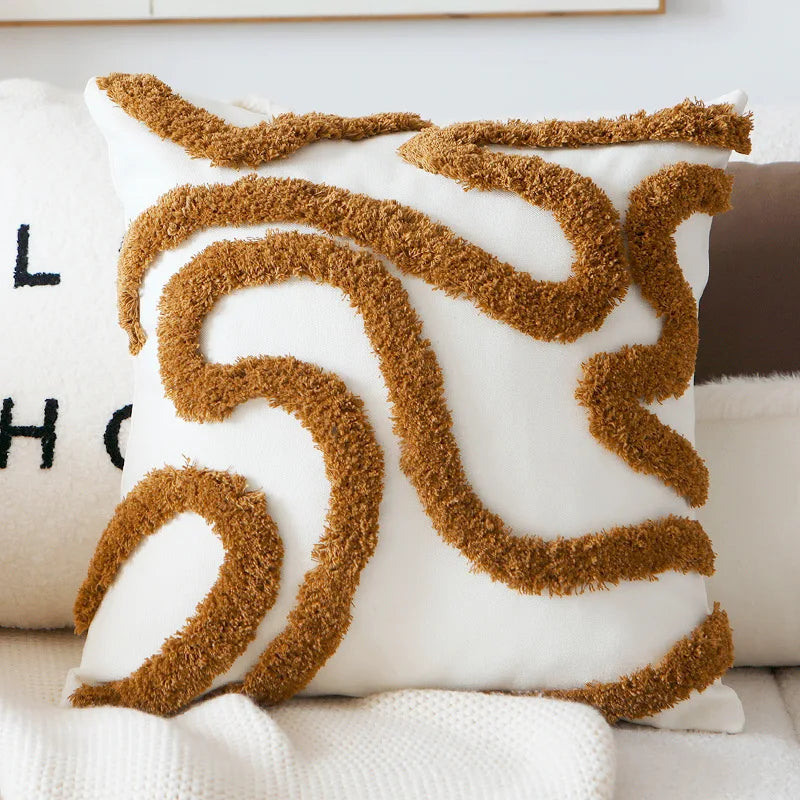 textured neutral throw pillow cover tufted cotton decorative cushion