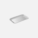 The Meridian Serve Tray Stainless steel square serving tray modern brushed metal café platter