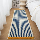 Long Tufting Blue Striped Rug Soft Flocking Non-slip Floor Mat Entrance Bedroom Living Room Girl's Bedside Blanket Home Decor