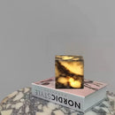 Stone cube lamp natural marble warm glow bedside modern decor light
