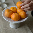 Stoneware pedestal dish footed ceramic matte textured tray