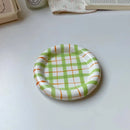 Gridline Ceramic Plates Glossy ceramic plates with thick rim in pink green blue purple modern tableware