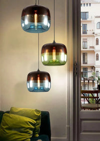 gradient glass pendant lamp ombré hand-blown LED hanging light