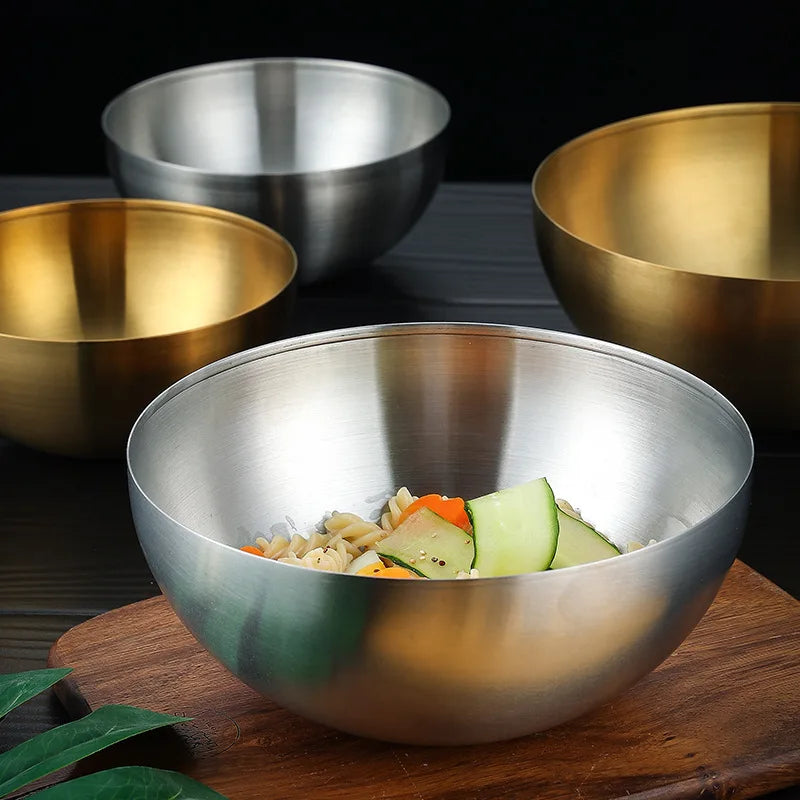 stainless steel gold silver serving bowl brushed metallic modern kitchen tableware
