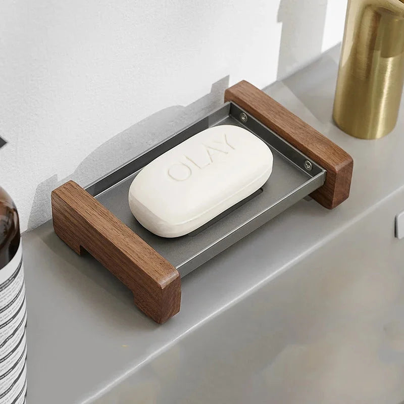 Foundry Soap Dock Modern wooden and metal soap dish black minimalist bathroom soap holder