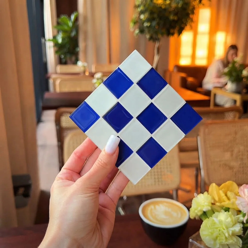 Pixel Checkered Tile Coasters
