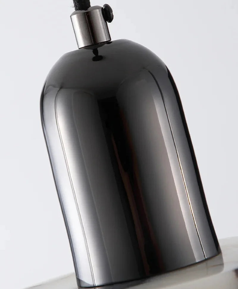 Carrara Eclipse Lamp Luxury Black Round Natural Stone Pendant Lamp High-end Bedroom Bedside LED Chandelier Living room Decoration Home Hanging Lights