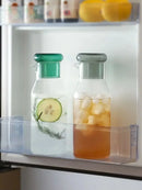 Glass carafe with cup lid modern water bottle minimalist infusion pitcher clear glass beverage container bedside carafe