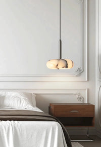 Eclipse Mini Pendant Lamp Luxury Black Round Natural Stone Pendant Lamp High-end Bedroom Bedside LED Chandelier Living room Decoration Home Hanging Lights