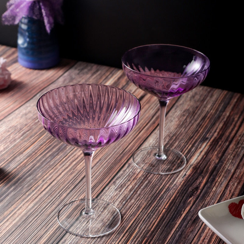 Vertical Grain Crystal Wine Glasses