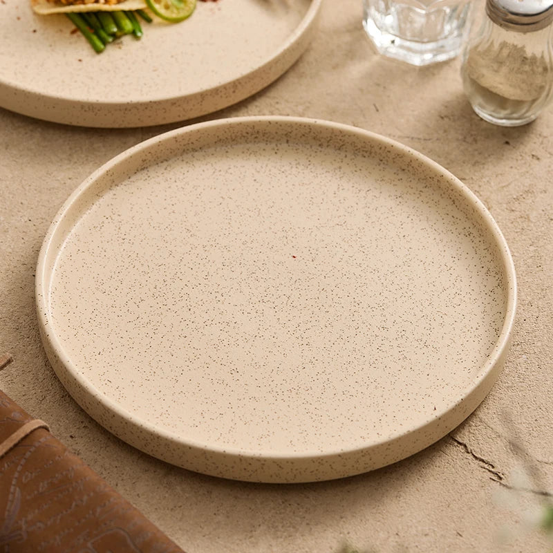 Speckled ceramic dinner plate warm sand color minimalist rustic modern tableware plate
