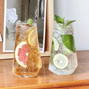 Highball drinking glass clear geometric modern faceted borosilicate vertical ripple texture