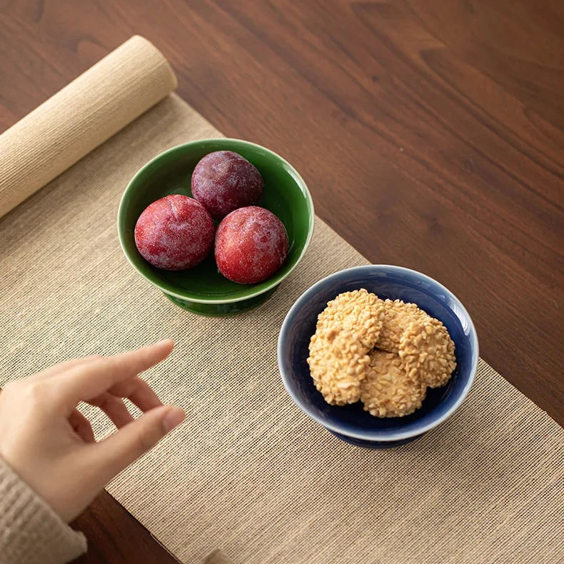 Refreshment Plate, Ceramic Fruit Plate, Small Living Room Household Snack Plate, High-Footed Fruit Tray, Nut Plate.-Letifly Lights and Decor