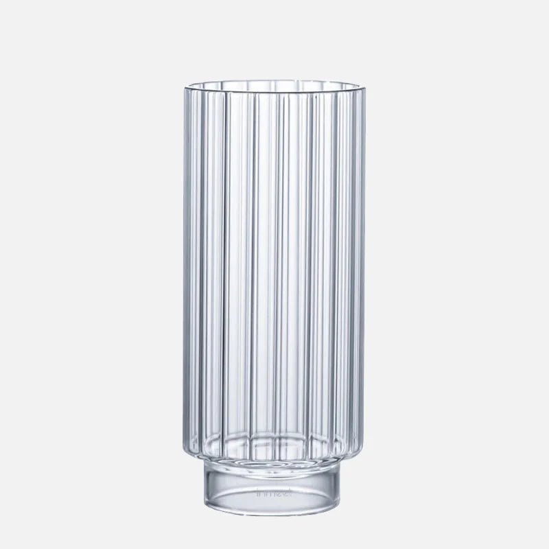 ribbed tall glass borosilicate clear drinkware for cocktails juice water